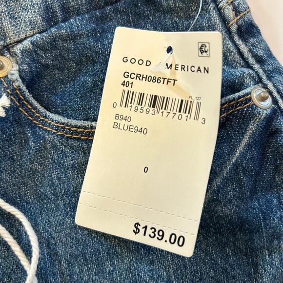 NWT Good American Womens Good Classic Blue 940 Hi-Rise Raw Hem Jean 0/25 - Picture 9 of 15